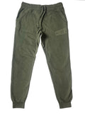 Front view of the olive signature style joggers with a slightly darker olive Weediez colored logo