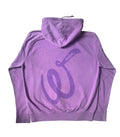 Back side view of the purple signature style T-shirt with a slightly darker purple Weediez 